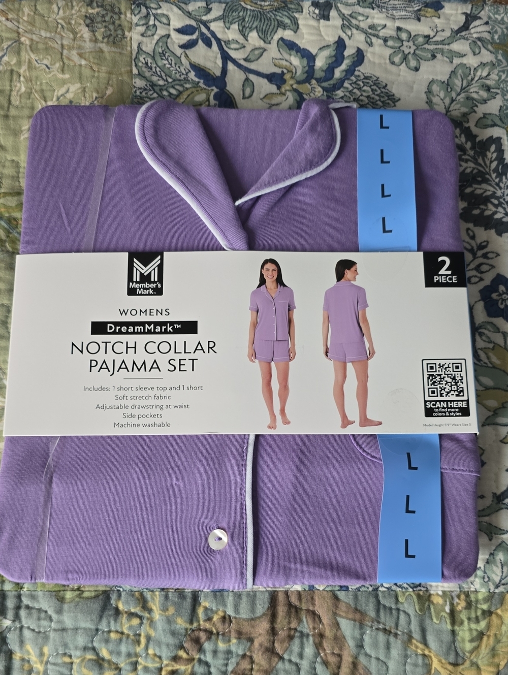 DreamMark Notch Collar Pajama Set - Lavender (Women) Nwt